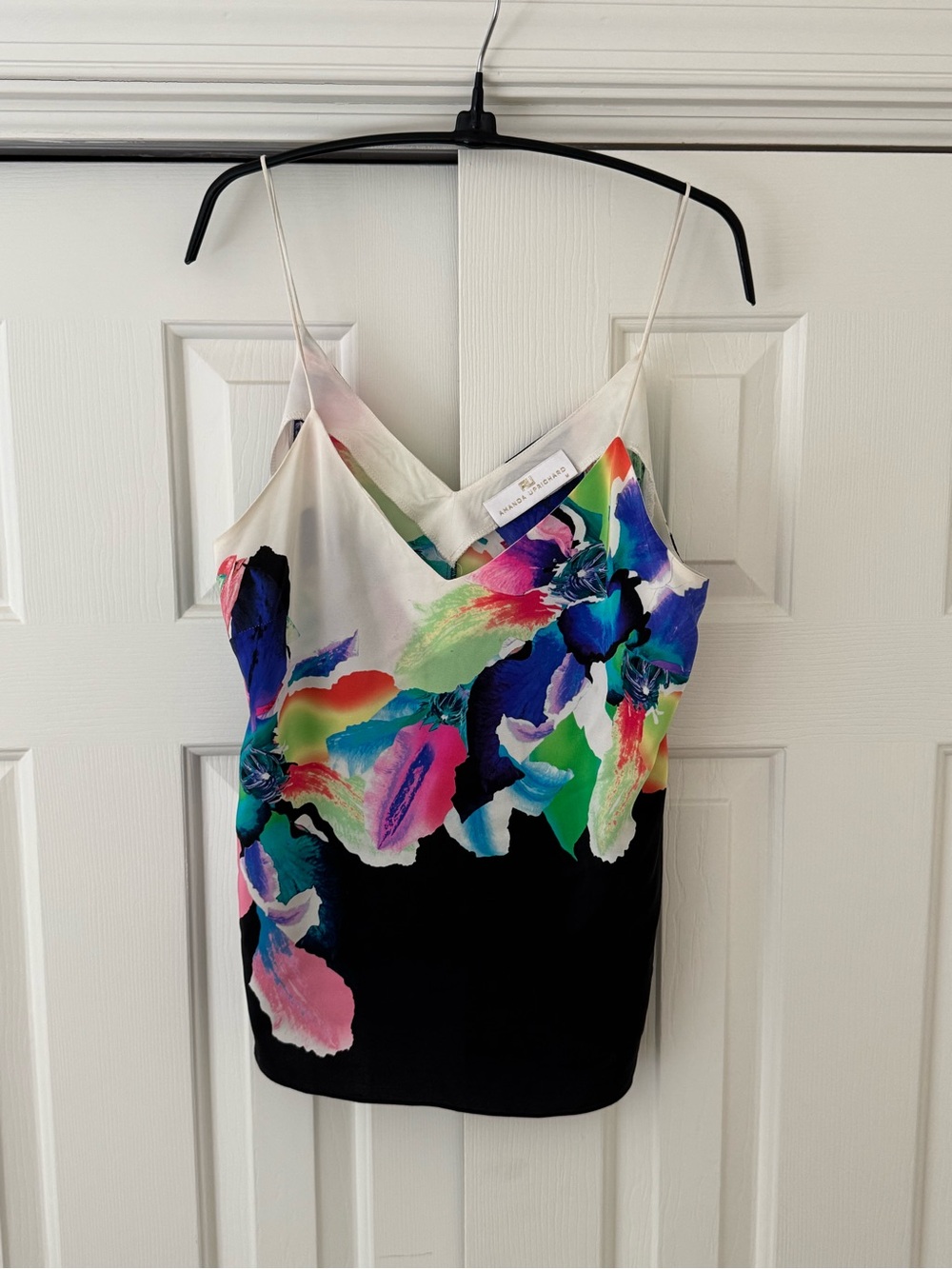 Amanda Uprichard Multicolor Floral Silk Camisole - Black Base